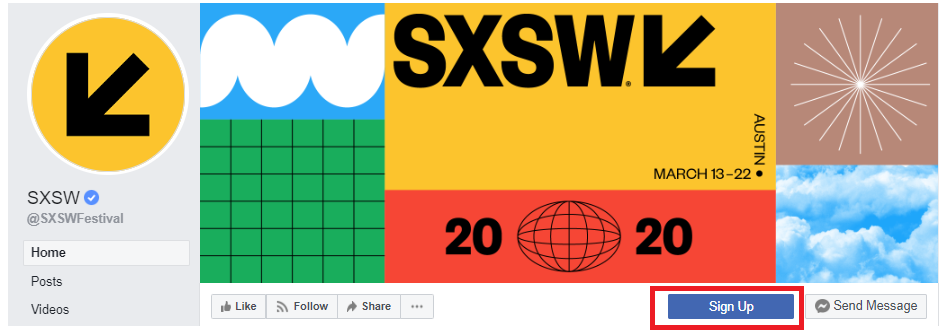 SXSW Facebook Newsletter CTA