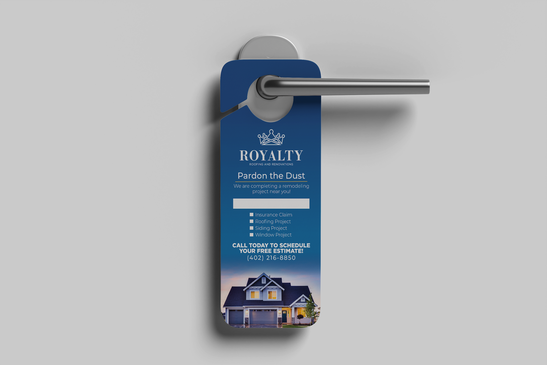 Royalty rooding door hanger mockup