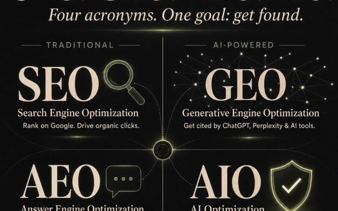 SEO vs. GEO vs. AEO vs. AIO: What’s the Real Difference?